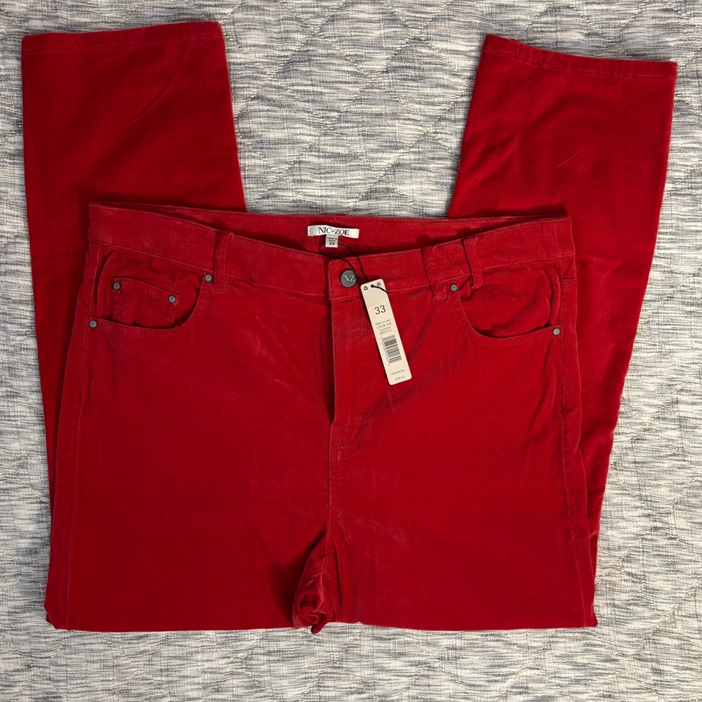 Nic+Zoe Velvet Straight Ankle Pants Sz 33 NWT | Women Velvet Straight Leg Pants-